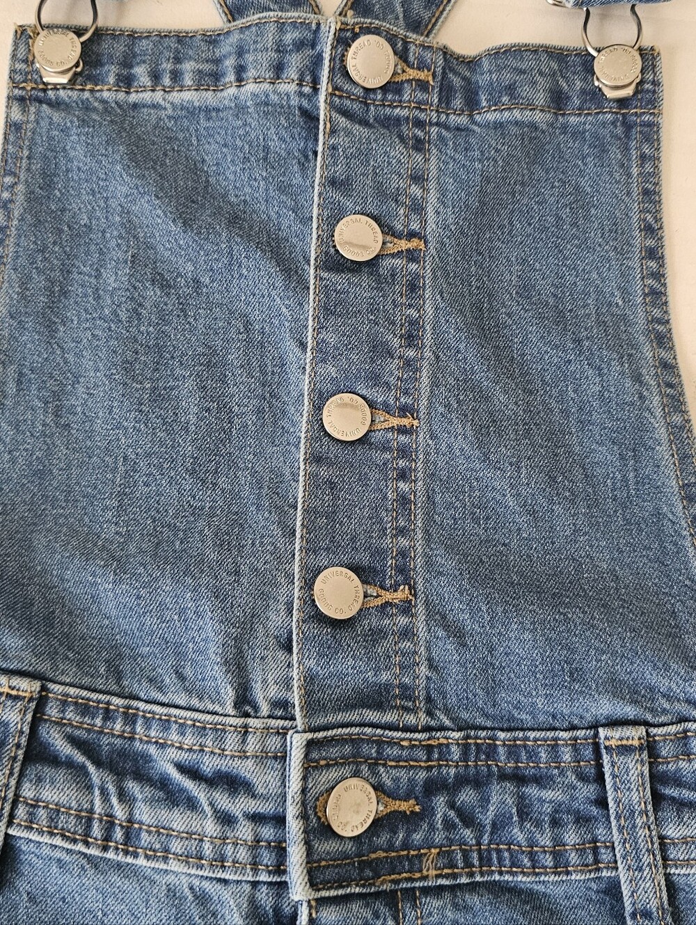 Universal Thread Denim Sailor Overalls Size 4 Medium Wash Wide Leg 29" Inseam - Picture 5 of 14